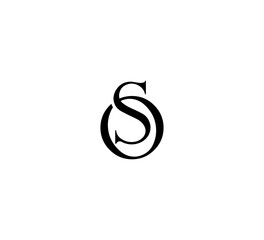 Initial Letter Logo. Logotype design. Simple Luxury Black Flat Vector SO