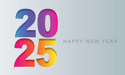 Happy New Year 2025 greeting card design template.