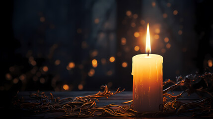 Candles in the dark with enough space for text - obrazy, fototapety, plakaty