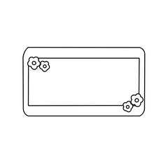 A white background with a black square with flowers on it