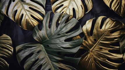 gold black Tropical Leaf background