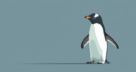 Minimalist Penguin Illustration on Grey
