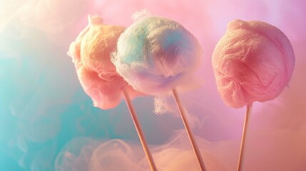 small round Colorful cotton candy in soft pastel color background