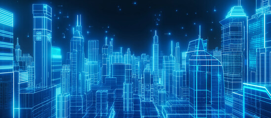 abstract blue background of city