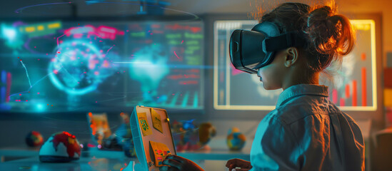 Children preparing for the new technology era with VR glasses