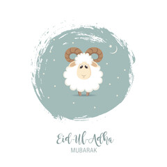Greeting card for Muslim Community Festival of Sacrifice Eid-Ul-Adha. Vector illustration