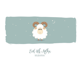 Greeting card for Muslim Community Festival of Sacrifice Eid-Ul-Adha. Vector illustration
