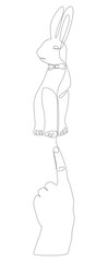 One continuous line of hand with Easter Bunny. Thin Line Illustration vector concept. Contour Drawing Creative ideas.