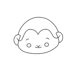 A cartoon monkey with a smile on its face. The monkey is drawn in black and white. The image is meant to be a fun and lighthearted drawing