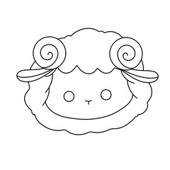 A sheep with a big smile on its face. The sheep is cute and happy