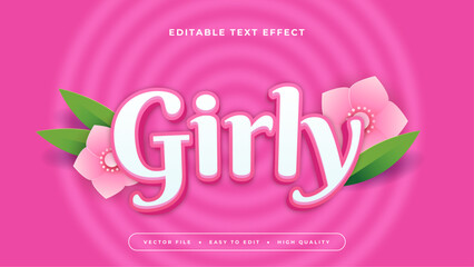 Pink white and green girly 3d editable text effect - font style