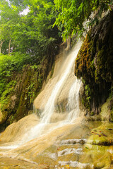 Beautiful and Breathtaking green waterfall, Erawan's waterfall