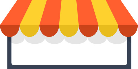 Shop icon  with yellow and orange canopy - obrazy, fototapety, plakaty
