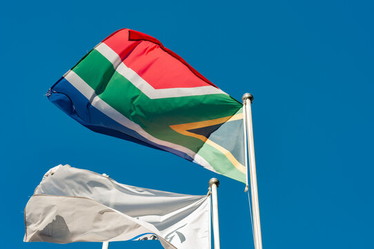 South African Flag Flying in the Wind