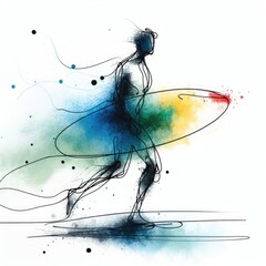 the surfers with hand drawn in Generative AI.