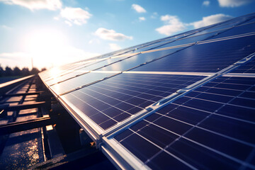 solar energy panels in a field at sunset. renewable energy concept. ecology. energy industry