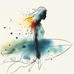the surfers with hand drawn in Generative AI.