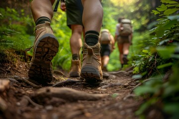 Hikers' Steady Tread: A Connection to Earth's Tranquil Wilderness