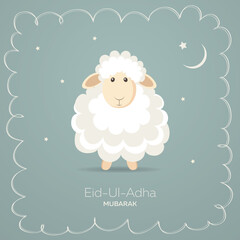 Naklejka premium Greeting card for Muslim Community Festival of Sacrifice Eid-Ul-Adha. Vector illustration