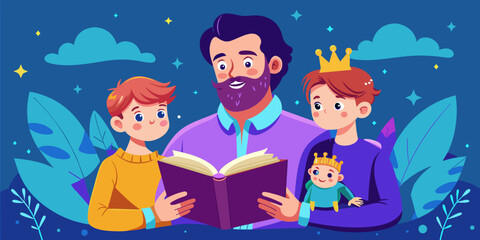 The Nighttime Adventure: A Young Father Reads a Fairy Tale (Father's Day - June 16th, International Men's Day - November 19th, National Tell a Fairy Tale Day - February 26th)
