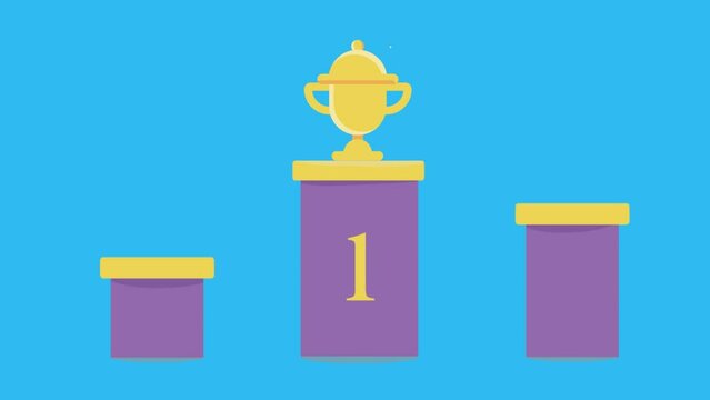 Number 1 rank, winner, champion, trophy, reward, 1st prize concept. Video animation clip