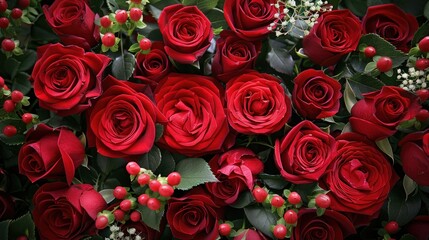 Vibrant Red Rose Bouquet: Perfect Floral Background