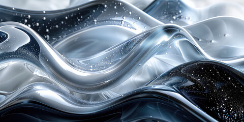 Silver wavy fabric background. Created with Ai