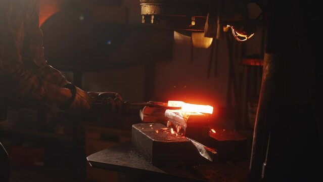 Griding and forging knife by blacksmith