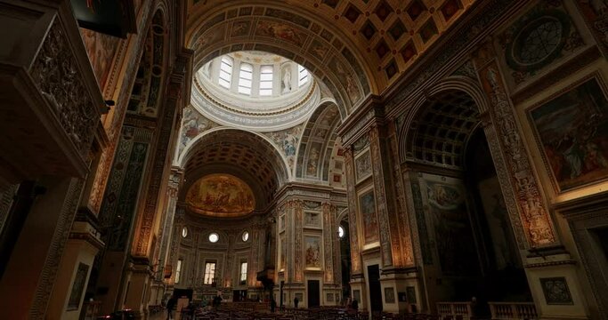 Interior Of Mantua Cathedral, Roman Catholic Cathedral Dedicated To Saint Peter In Lombardy, Italy. - POV