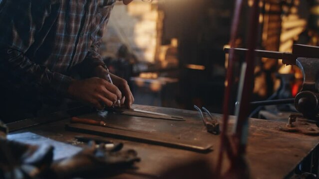 Griding and forging knife by blacksmith