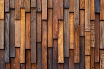 Brown wooden acoustic panels with a wood background. Generative Ai