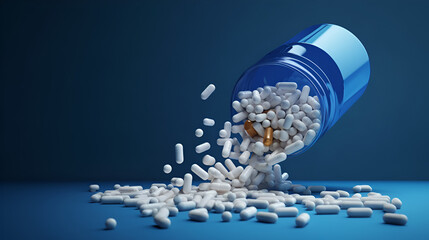 Medicamentos comprimidos, pastillas de colores.
