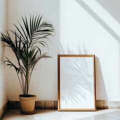 Picture Frame Next to Potted Plant
