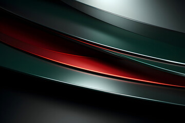 Abstract rendering of brushed color metal surface. Reflective surface. background geometric texture. voluminous black and red panels