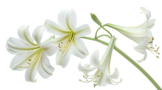 Crinum moorei flowers, Natal Lily, White Lily isolated on white background  ,Generative ai,