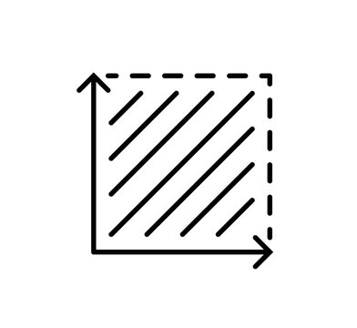Square area icon space stroke. Floor height room construction square house m2 size icon
