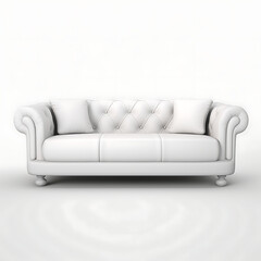 Obraz premium White leather sofa with pillows on a white background. 3d rendering