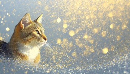 a white simple abstract background with a cat in the light bottom corner