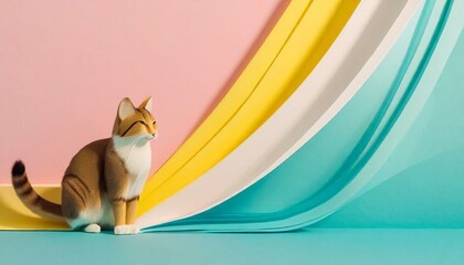 a white simple abstract background with a cat in the light bottom corner