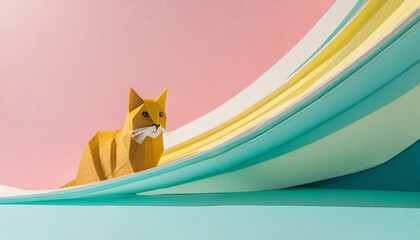 a white simple abstract background with a cat in the light bottom corner