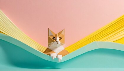 a white simple abstract background with a cat in the light bottom corner