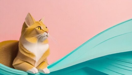 a white simple abstract background with a cat in the light bottom corner