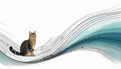 a white simple abstract background with a cat in the light bottom corner
