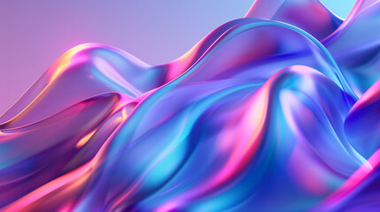 Abstract fluid iridescent holographic neon curved wave in motion colorful background 3d render. Gradient design element for backgrounds, banners, wallpapers, posters and covers 