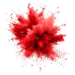 Red and white abstract powder explosion. Splash of paint. isolated on transparent background With...