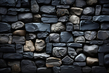 mosaic wall made of different colored stones. abstract background geometric texture.