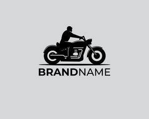 man riding bike, bikers logo with full pose, vintage motorcycle, flat illustration vector