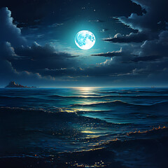 moon and sea