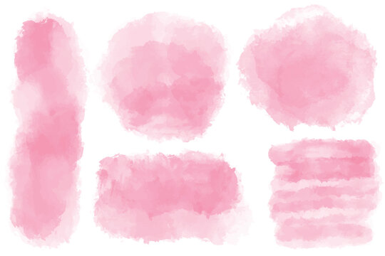 Pink watercolor background. Vector illustration of rectangular paint stain. Hand drawn isolated splash. Painting of brush stroke in pastel colors.