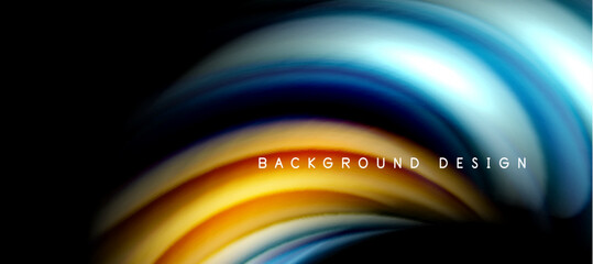 Rainbow color wave lines on black. Techno or business abstract background for posters, covers, banners, brochures, websites